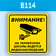 Табличка «Внимание! На территории школы ведется видеонаблюдение», B114 (пластик, 200х200 мм)